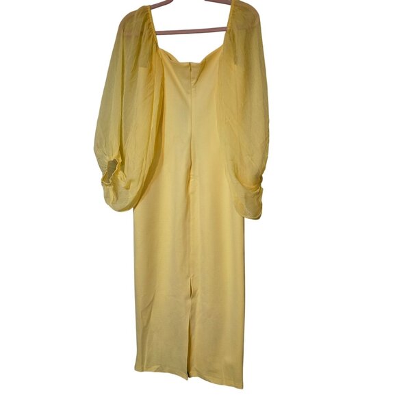 Vintage Inspired Yellow Dress Victoria Sheer Puff Sleeves Sweetheart‎ Neckline M - Picture 4 of 8